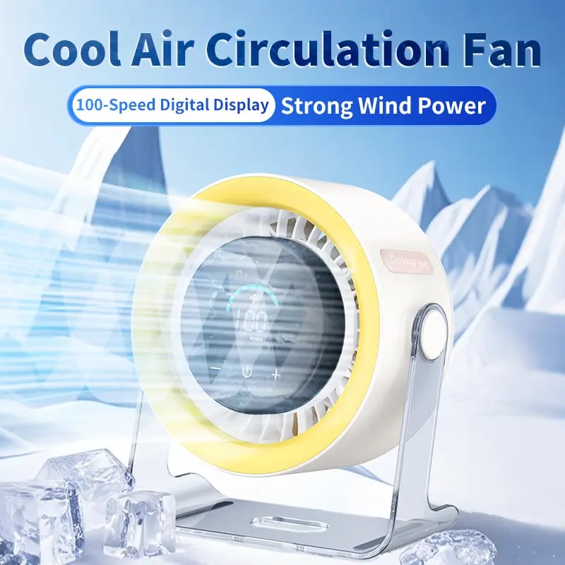 Coolhill fan Desktop Fan, Turbo Table Fan for office, 100-Speed Digital Display, Low Noise,Rechargeable Battery