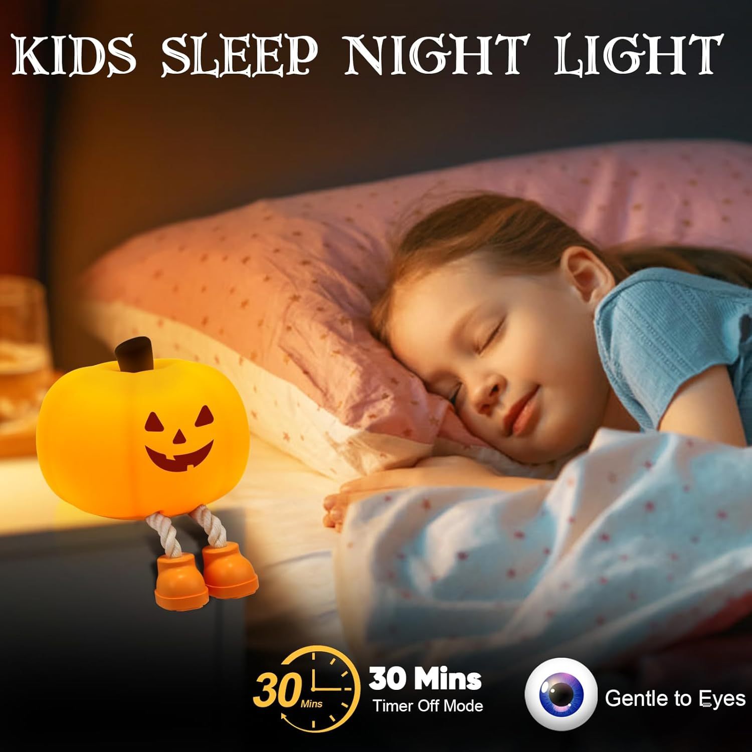 🏆2025 Halloween Hot Sale⚡​Silicone Pumpkin Tap Light - USB Rechargeable Night Light for Kids, Halloween Mood Ambiance
