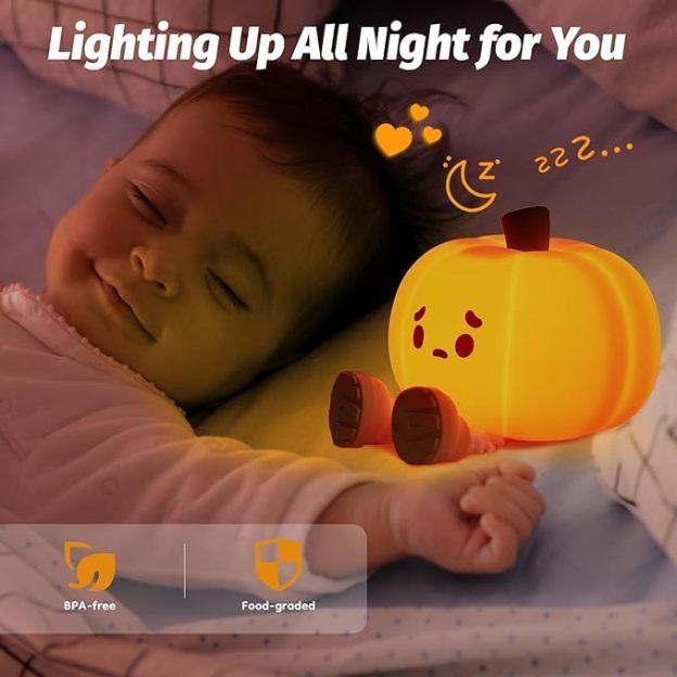 🏆2025 Halloween Hot Sale⚡​Silicone Pumpkin Tap Light - USB Rechargeable Night Light for Kids, Halloween Mood Ambiance