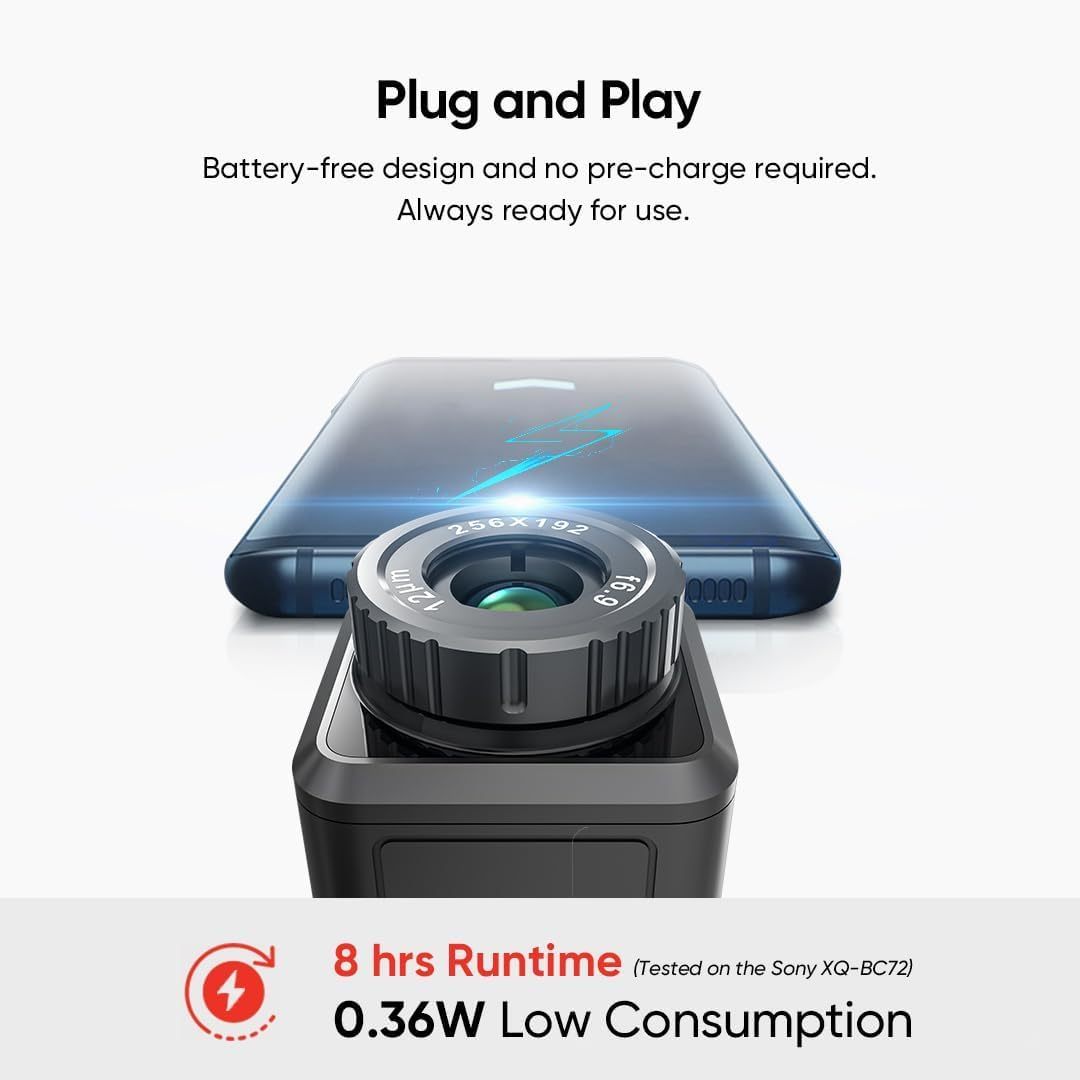 HIKMICRO Mini2Plus Thermal Camera USB C, 256 x 192 IR Resolution, Thermal Imaging Camera Android 25Hz Refresh Rate, Manual Focus, Thermal Imager 49,152 Pixels, -4°F to 622°F(not for iPhone 15)
