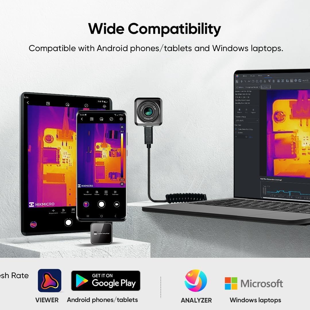 HIKMICRO Mini2Plus Thermal Camera USB C, 256 x 192 IR Resolution, Thermal Imaging Camera Android 25Hz Refresh Rate, Manual Focus, Thermal Imager 49,152 Pixels, -4°F to 622°F(not for iPhone 15)