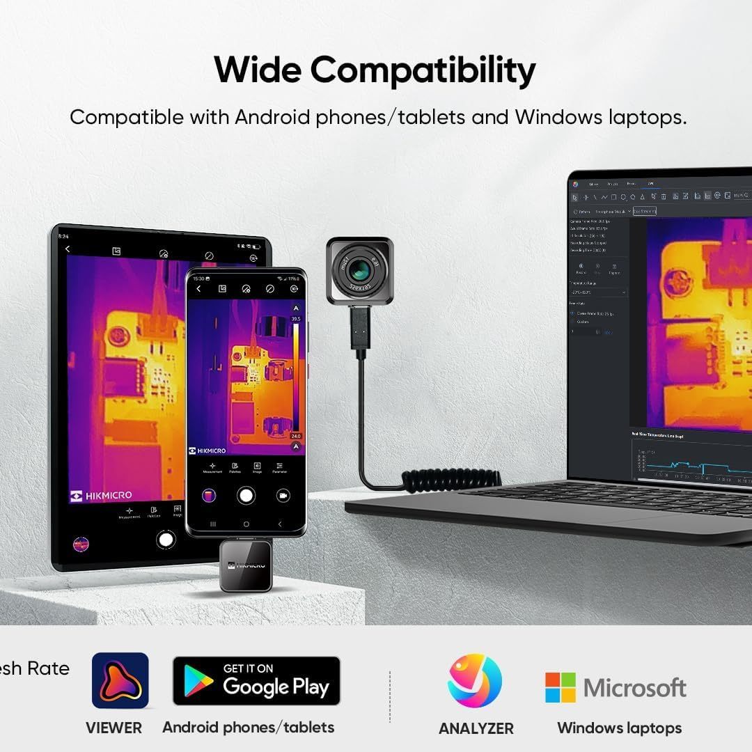 HIKMICRO Mini2Plus Thermal Camera USB C, 256 x 192 IR Resolution, Thermal Imaging Camera Android 25Hz Refresh Rate, Manual Focus, Thermal Imager 49,152 Pixels, -4°F to 622°F(not for iPhone 15)