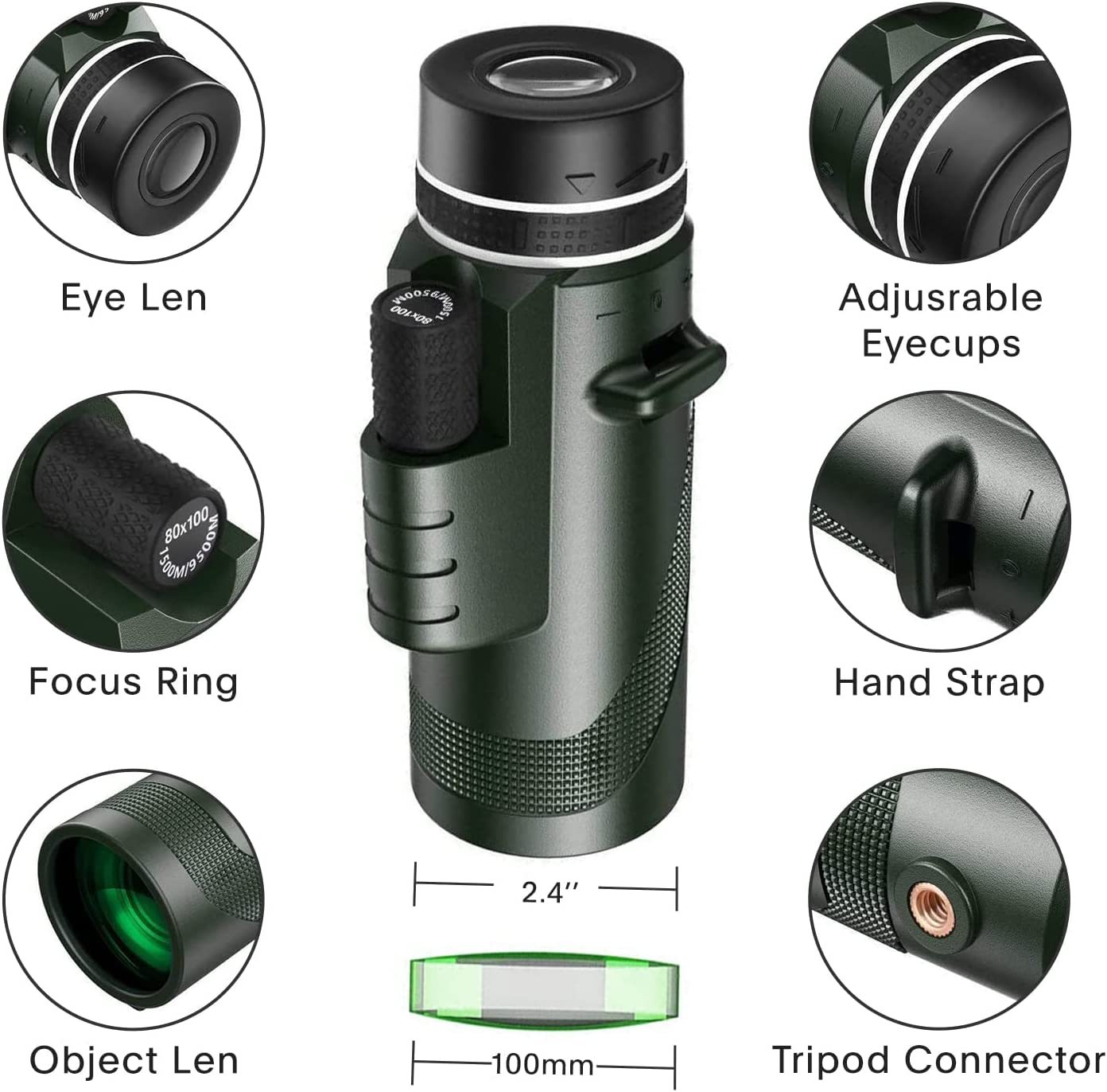 80X100 HD Monocular Telescope Long Range Zoom With Tripod Phone
