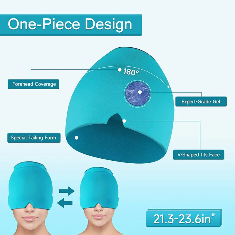 Fitted Gel Ice Headache Migraine Relief Cap Cold Compress Therapy Cap