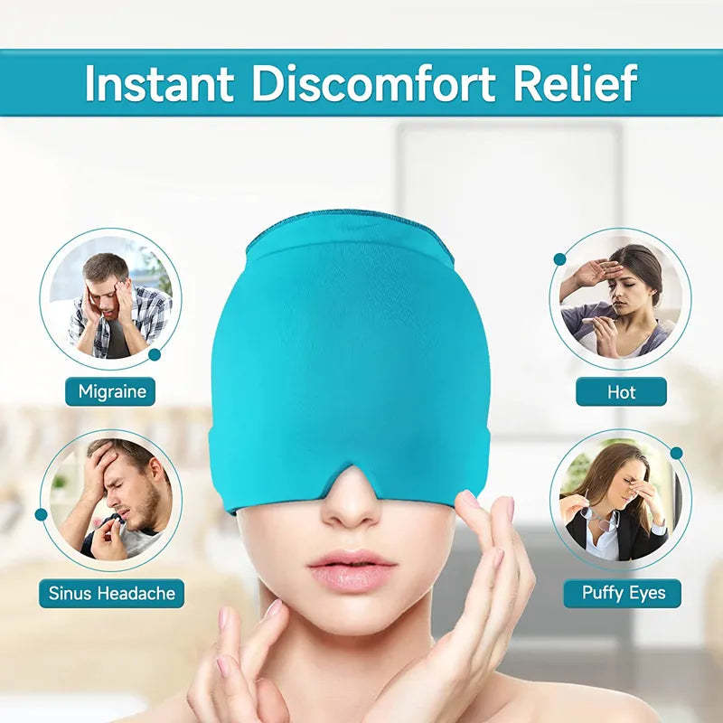 Fitted Gel Ice Headache Migraine Relief Cap Cold Compress Therapy Cap