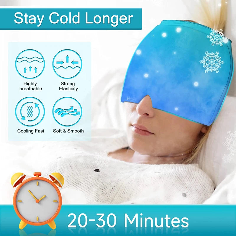Fitted Gel Ice Headache Migraine Relief Cap Cold Compress Therapy Cap