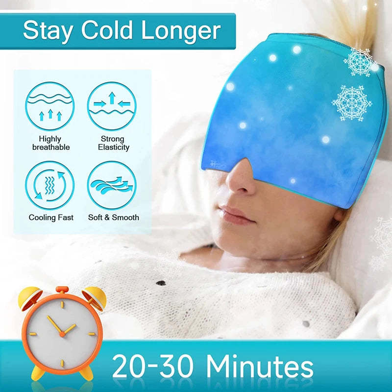Fitted Gel Ice Headache Migraine Relief Cap Cold Compress Therapy Cap