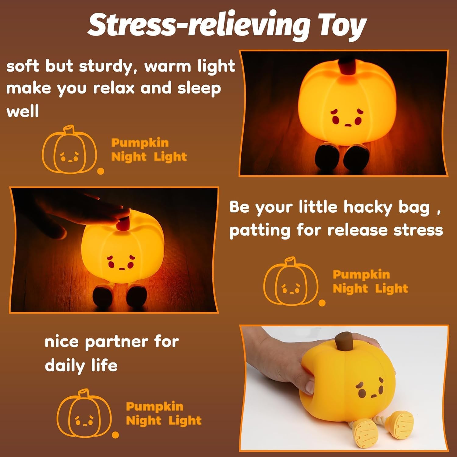 🏆2025 Halloween Hot Sale⚡​Silicone Pumpkin Tap Light - USB Rechargeable Night Light for Kids, Halloween Mood Ambiance