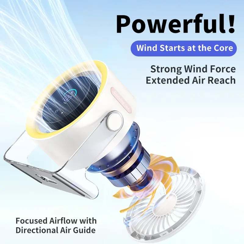 Coolhill fan Desktop Fan, Turbo Table Fan for office, 100-Speed Digital Display, Low Noise,Rechargeable Battery