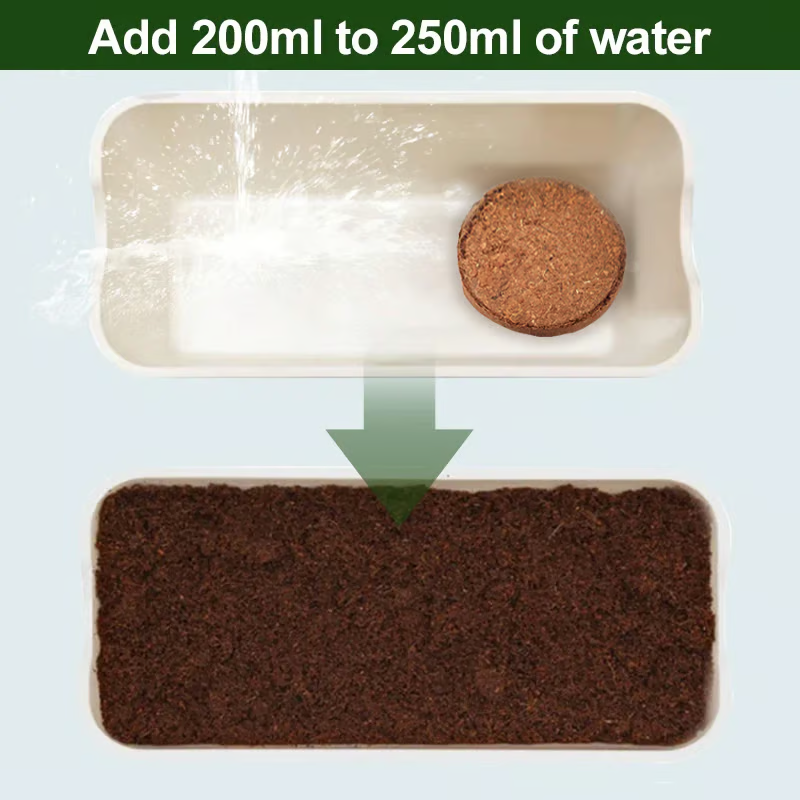 🌱The size of each pellet is: 25*15*8 cm. Weight 500 grams. When watered, it will expand to 5 kg.