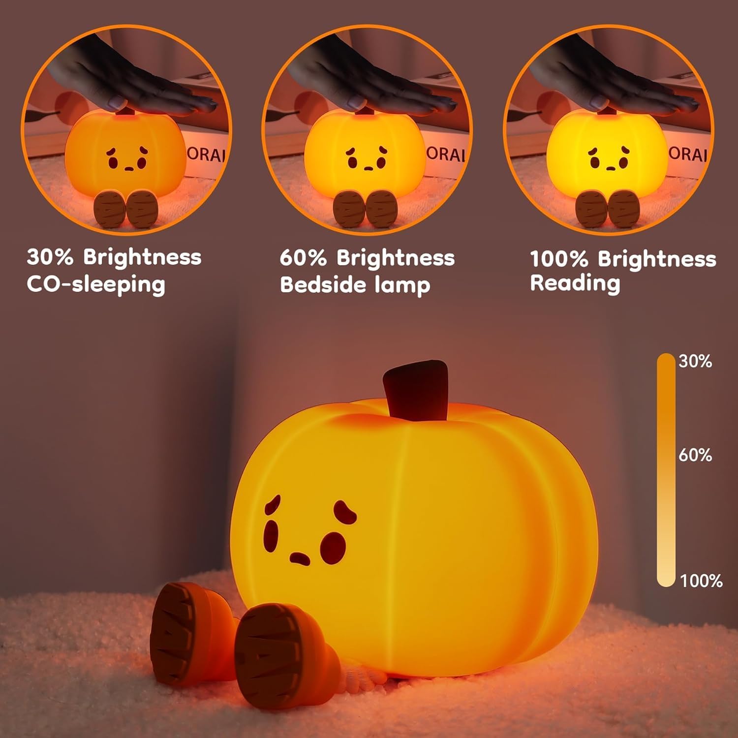 🏆2025 Halloween Hot Sale⚡​Silicone Pumpkin Tap Light - USB Rechargeable Night Light for Kids, Halloween Mood Ambiance
