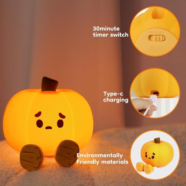🏆2025 Halloween Hot Sale⚡​Silicone Pumpkin Tap Light - USB Rechargeable Night Light for Kids, Halloween Mood Ambiance