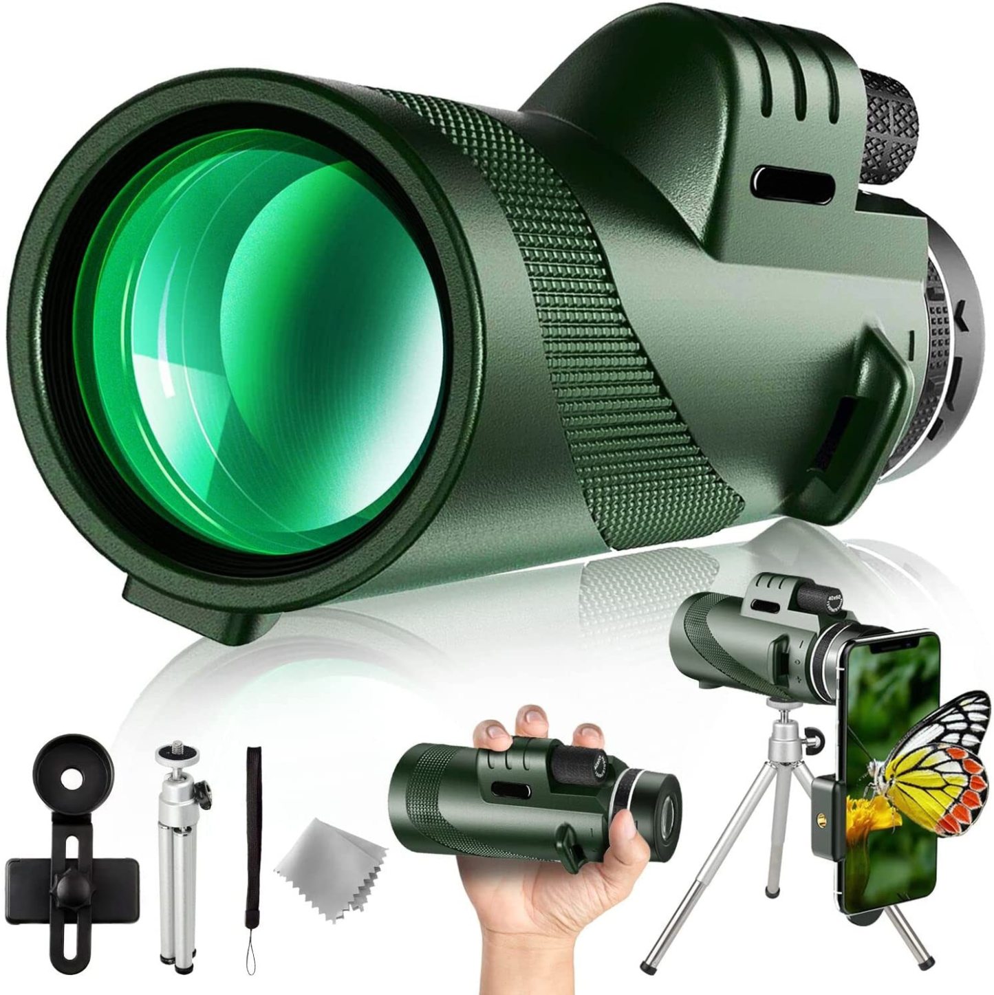 80X100 HD Monocular Telescope Long Range Zoom With Tripod Phone