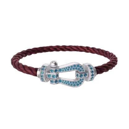 FORCE 10 BRACELET LARGE MODEL 18K WHITE GOLD BLUE TOPAZ PAVED