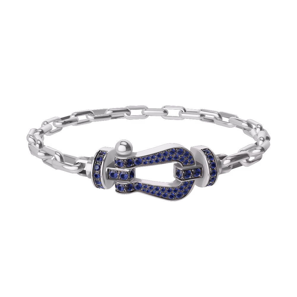 FORCE 10 BRACELET 18K WHITE GOLD AND BLUE SAPPHIRES LARGE MODEL