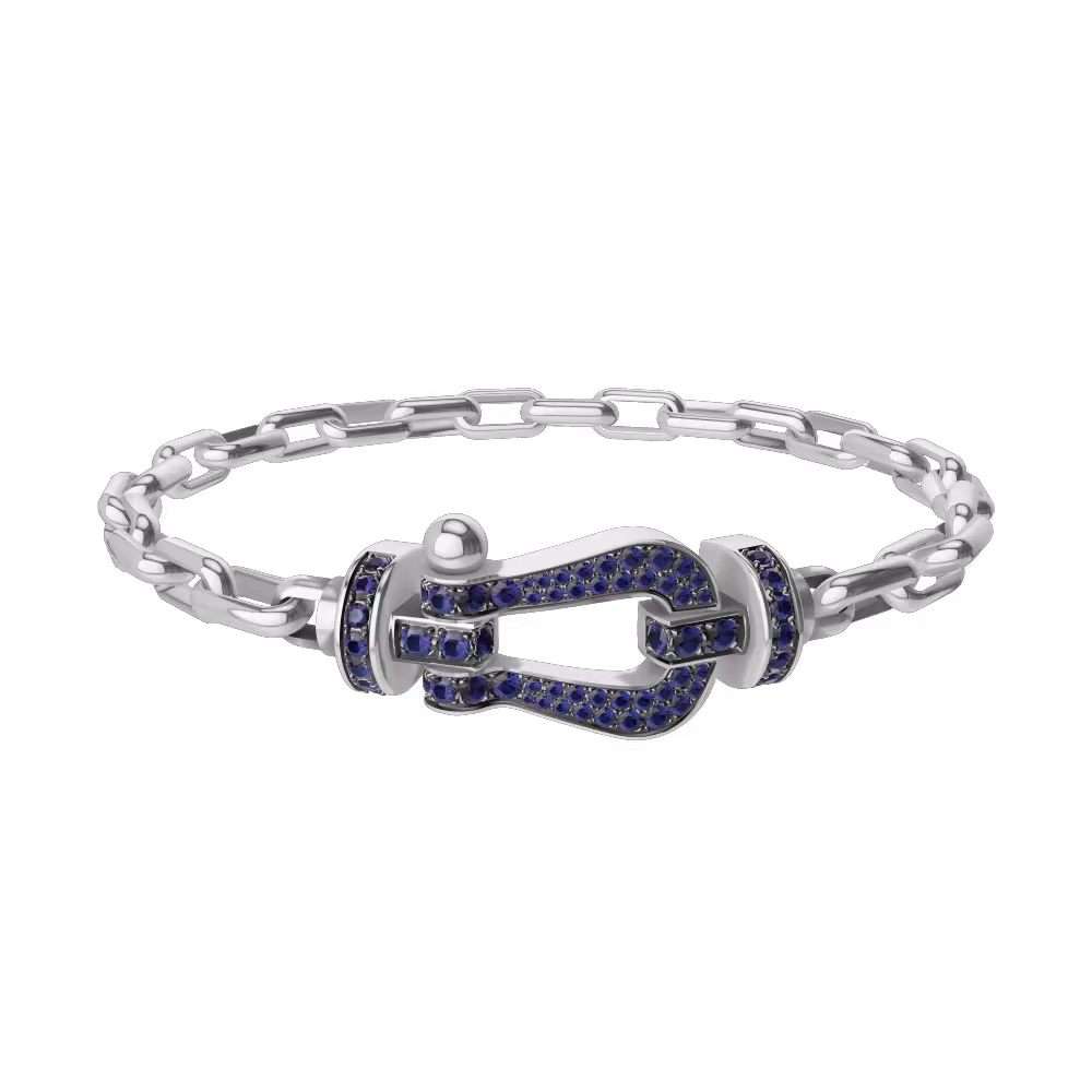 FORCE 10 BRACELET 18K WHITE GOLD AND BLUE SAPPHIRES LARGE MODEL