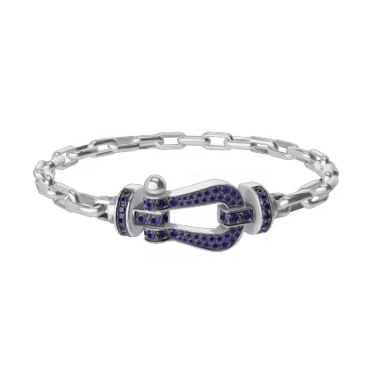 FORCE 10 BRACELET 18K WHITE GOLD AND BLUE SAPPHIRES LARGE MODEL