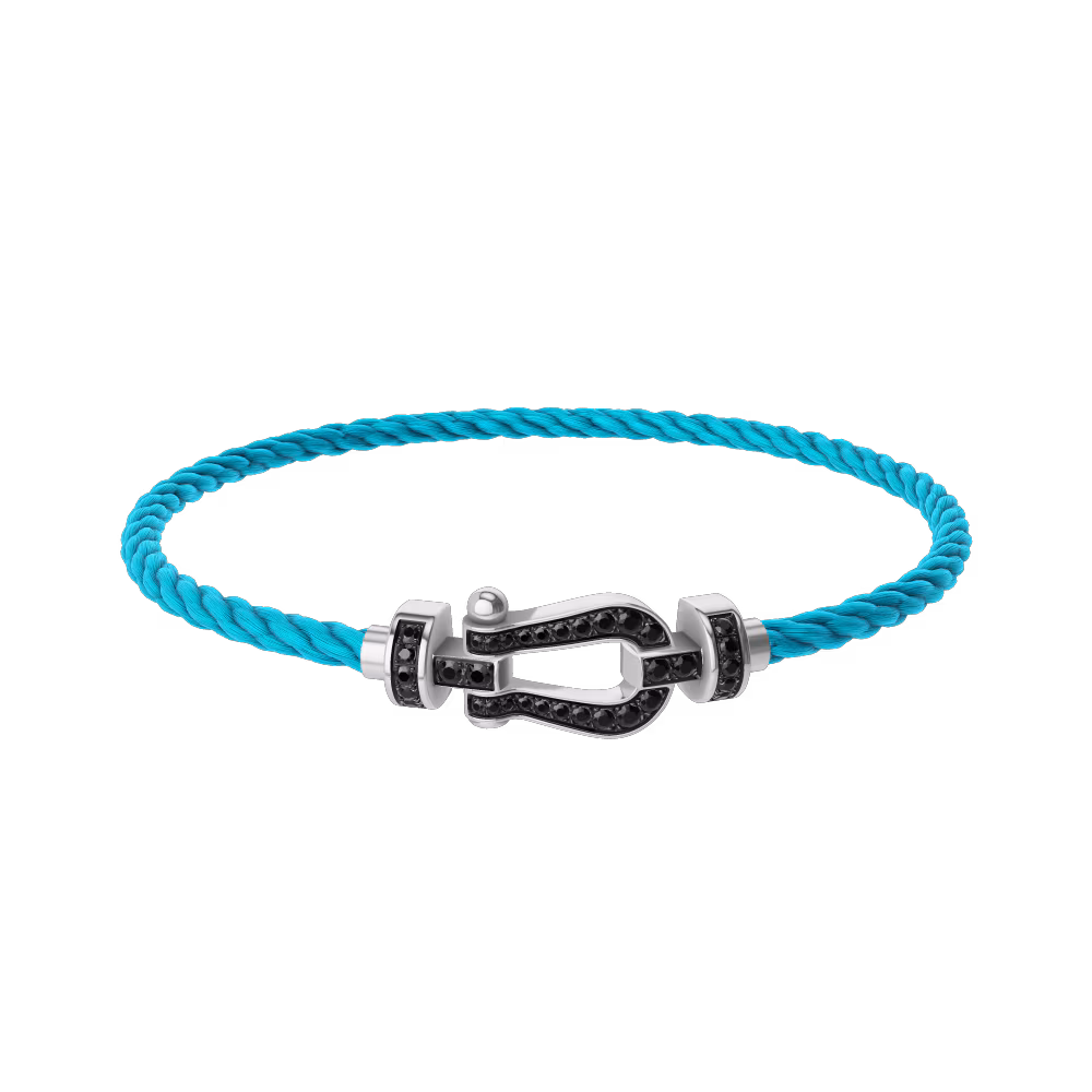 FORCE 10 BRACELET 18K WHITE GOLD AND BLACK DIAMONDS MEDIUM MODEL