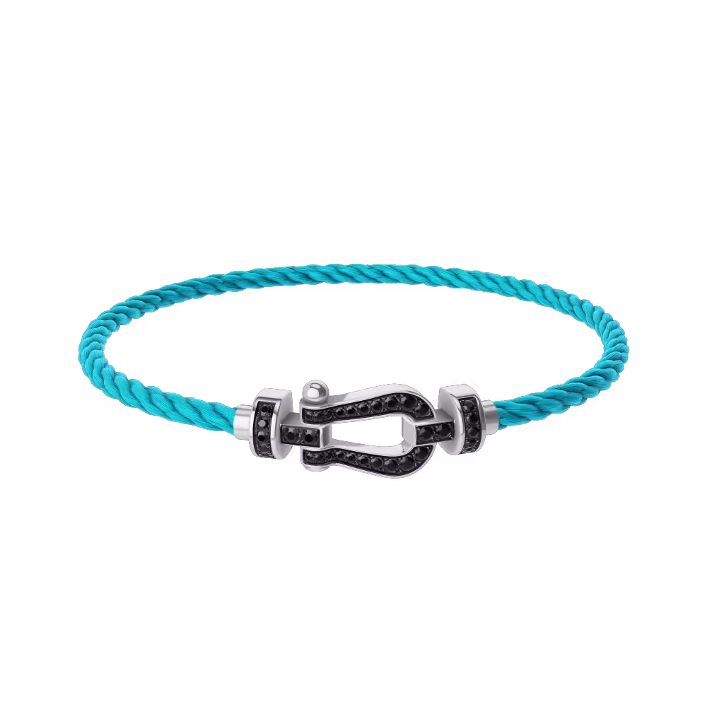 FORCE 10 BRACELET 18K WHITE GOLD AND BLACK DIAMONDS MEDIUM MODEL