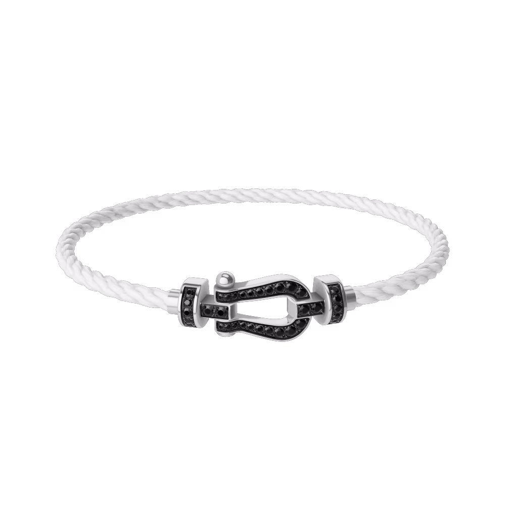 FORCE 10 BRACELET 18K WHITE GOLD AND BLACK DIAMONDS MEDIUM MODEL