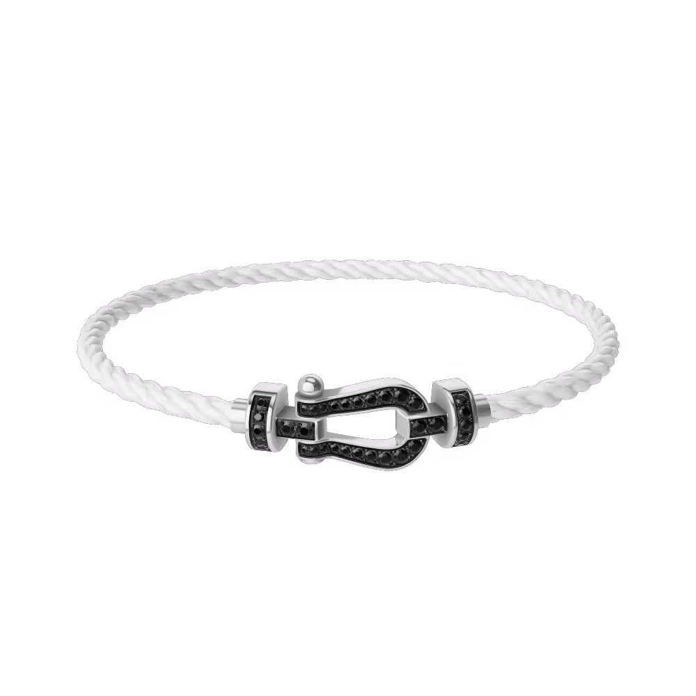 FORCE 10 BRACELET 18K WHITE GOLD AND BLACK DIAMONDS MEDIUM MODEL