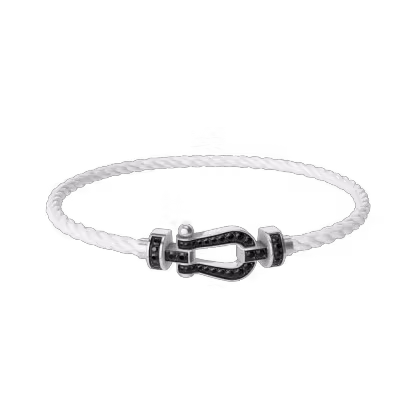 FORCE 10 BRACELET 18K WHITE GOLD AND BLACK DIAMONDS MEDIUM MODEL