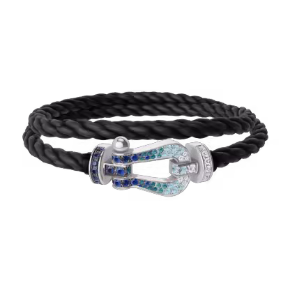 FORCE 10 BRACELET LARGE MODEL 18K WHITE GOLD DIAMOND PAVED AND COLORED STONES