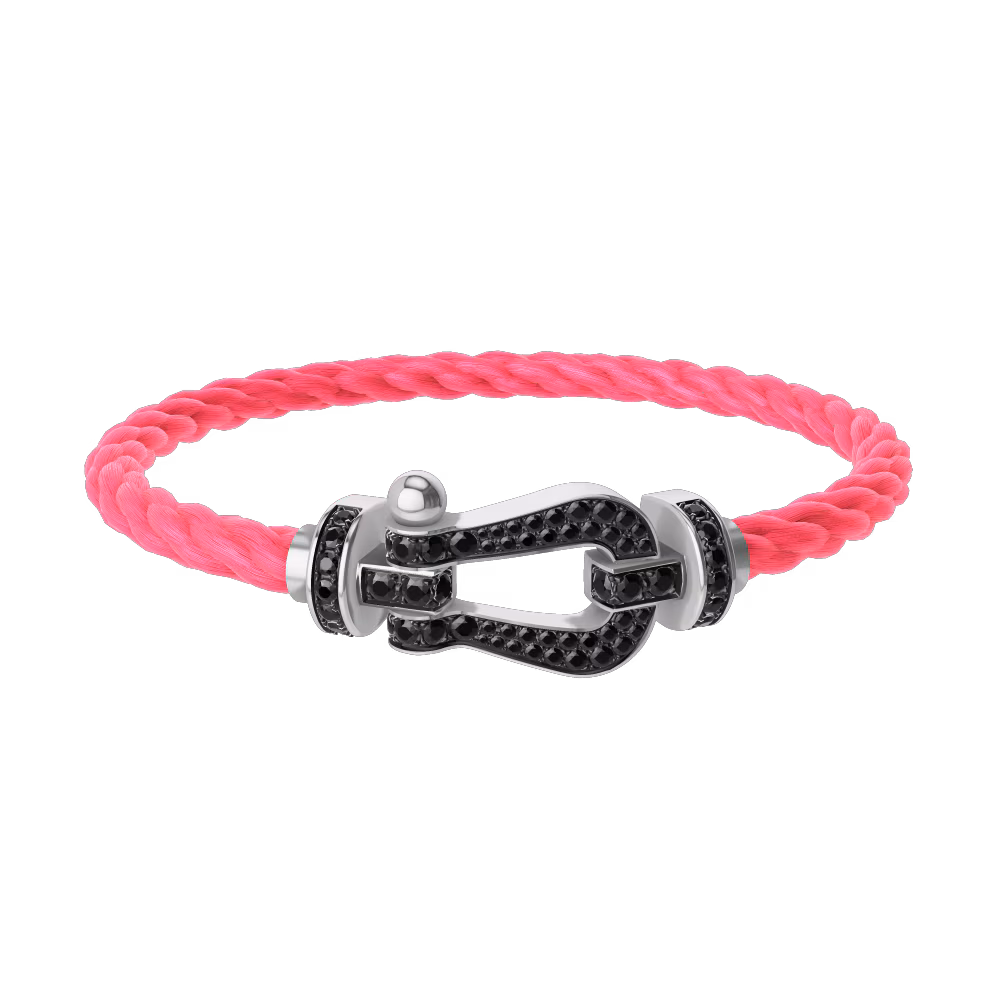 FORCE 10 BRACELET 18K WHITE GOLD AND BLACK DIAMONDS LARGE MODEL