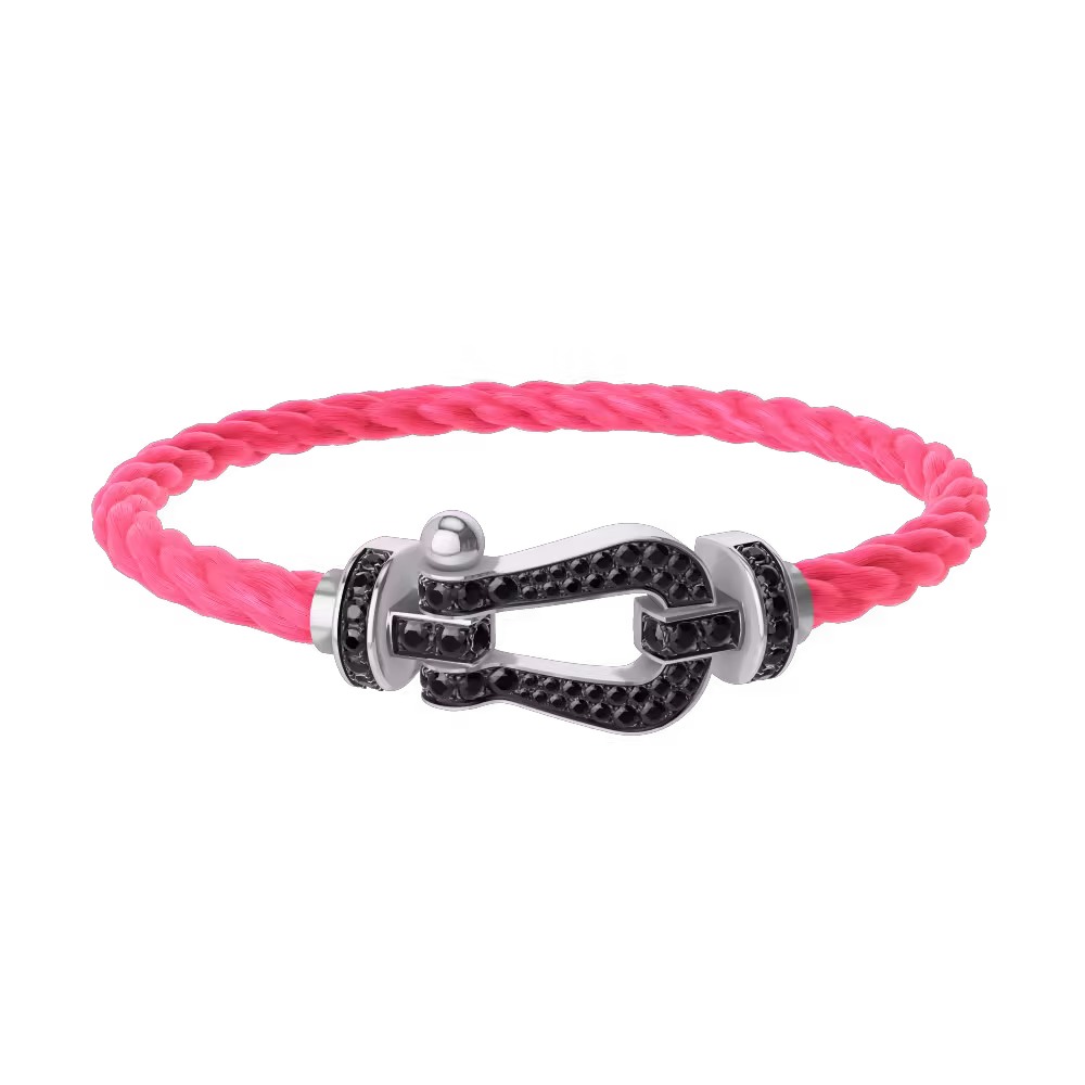 FORCE 10 BRACELET 18K WHITE GOLD AND BLACK DIAMONDS LARGE MODEL