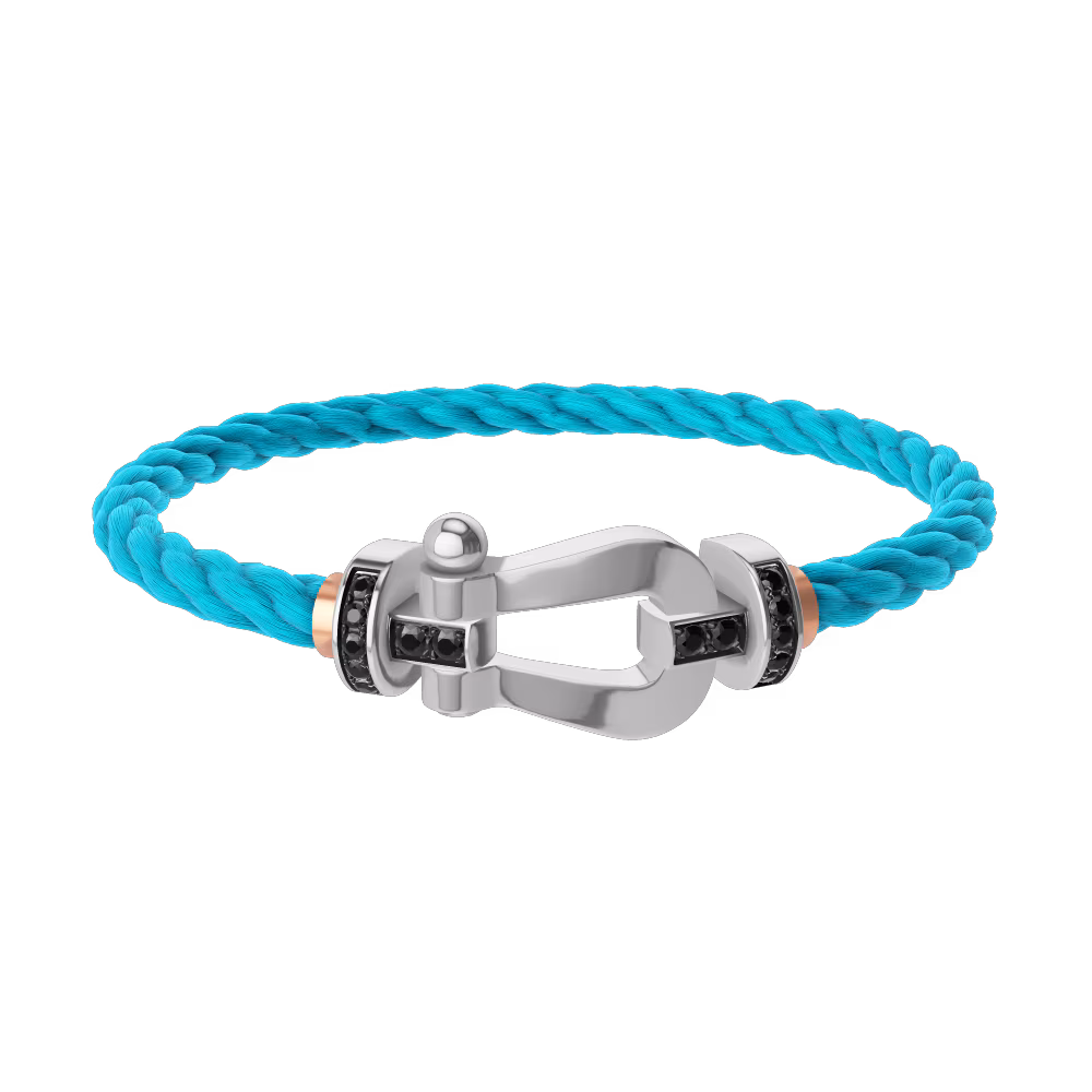 FORCE 10 BRACELET 18K WHITE GOLD AND BLACK DIAMONDS LARGE MODEL
