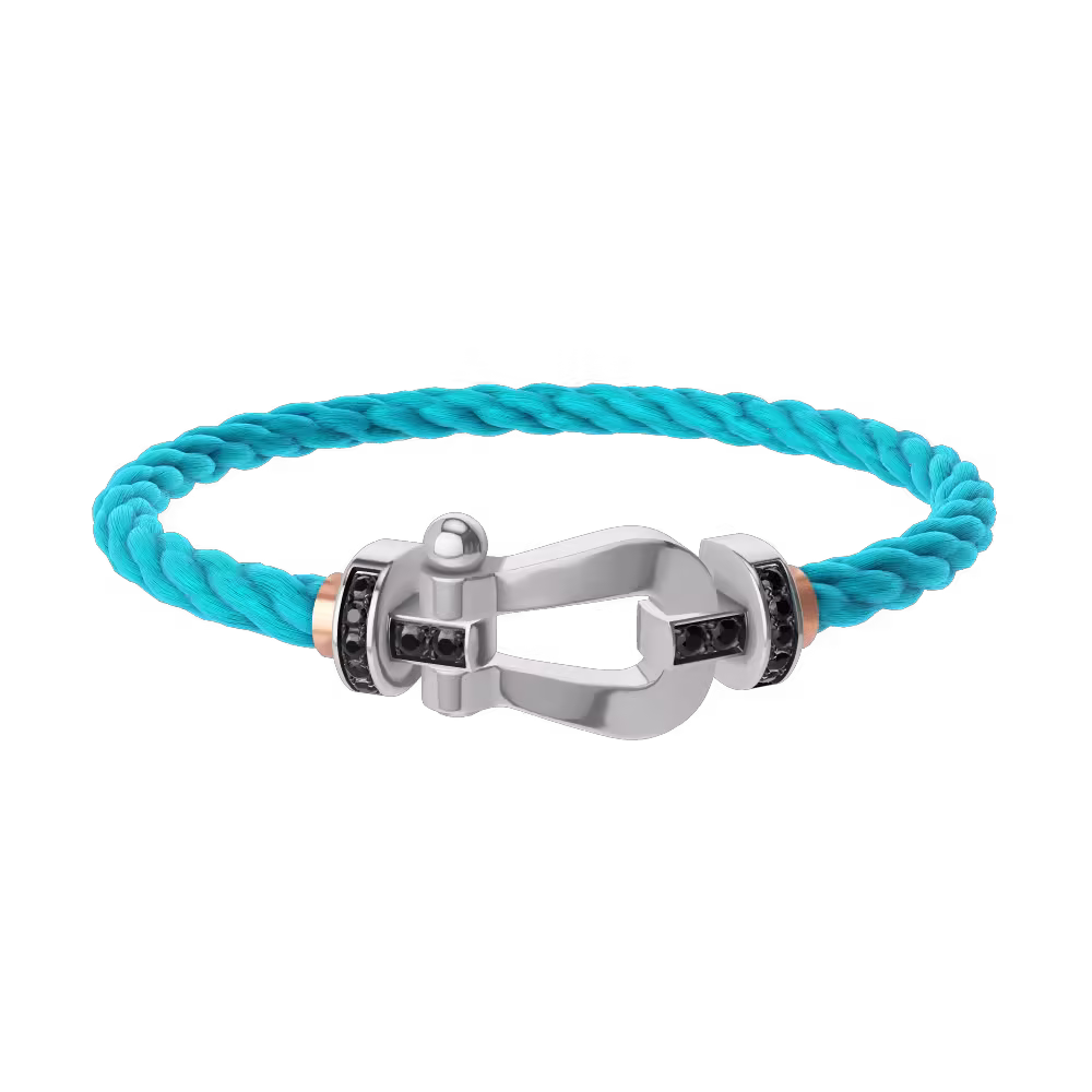 FORCE 10 BRACELET 18K WHITE GOLD AND BLACK DIAMONDS LARGE MODEL