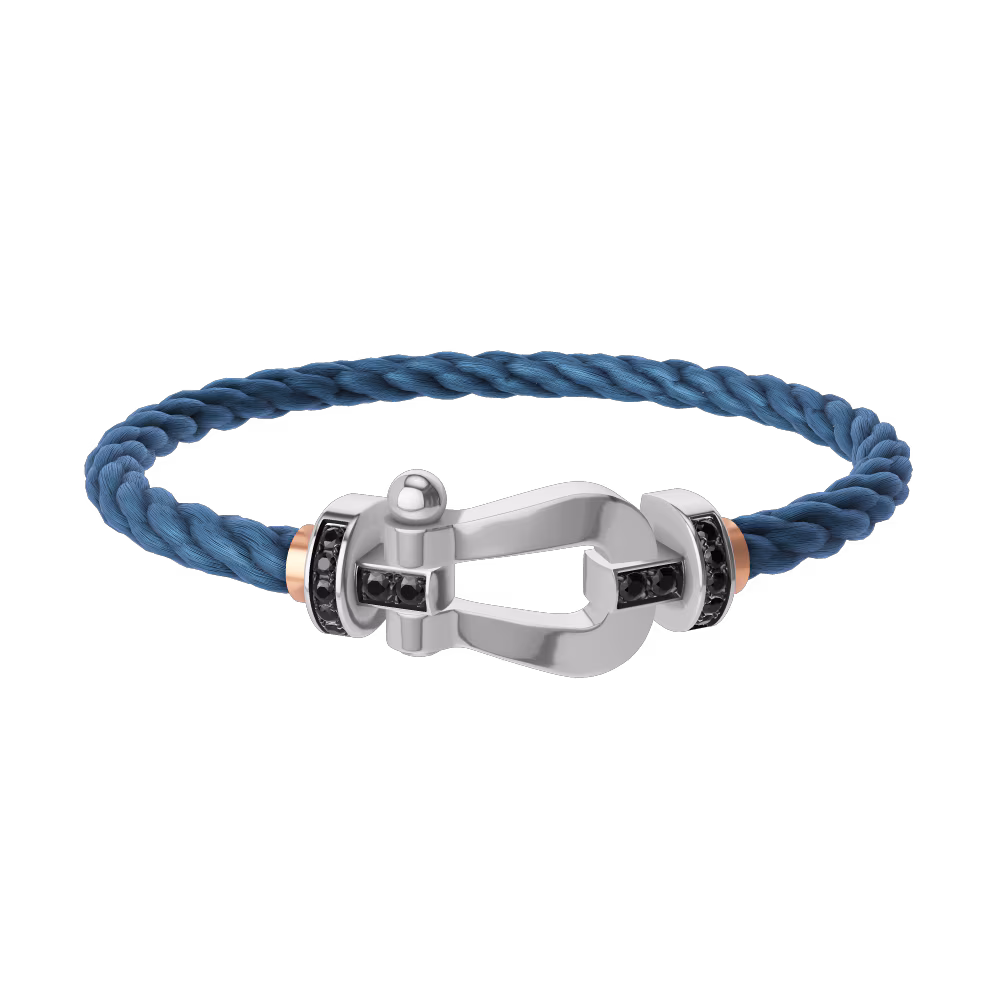 FORCE 10 BRACELET 18K WHITE GOLD AND BLACK DIAMONDS LARGE MODEL