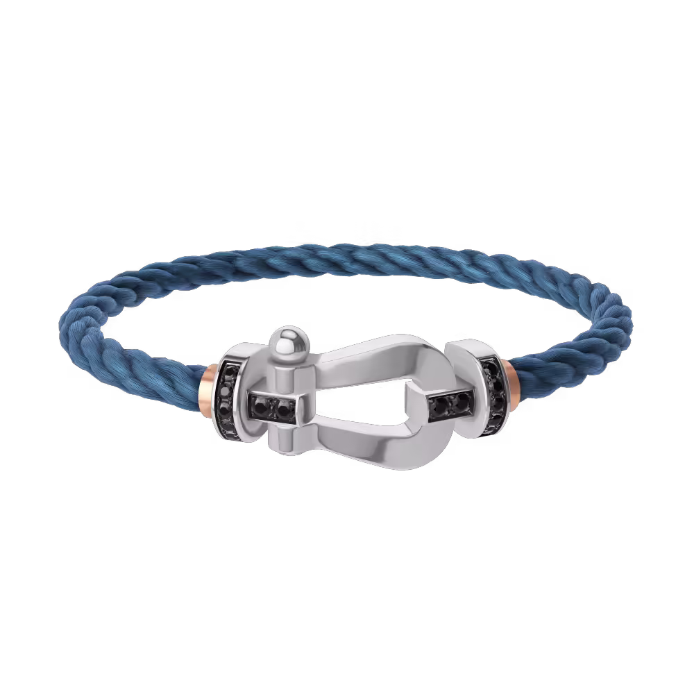 FORCE 10 BRACELET 18K WHITE GOLD AND BLACK DIAMONDS LARGE MODEL