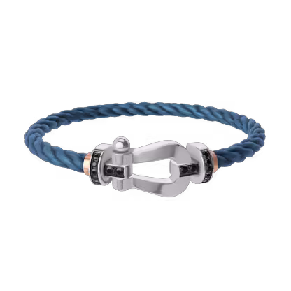FORCE 10 BRACELET 18K WHITE GOLD AND BLACK DIAMONDS LARGE MODEL