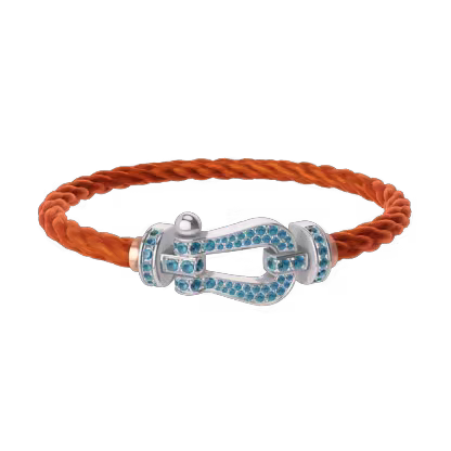 FORCE 10 BRACELET LARGE MODEL 18K WHITE GOLD BLUE TOPAZ PAVED