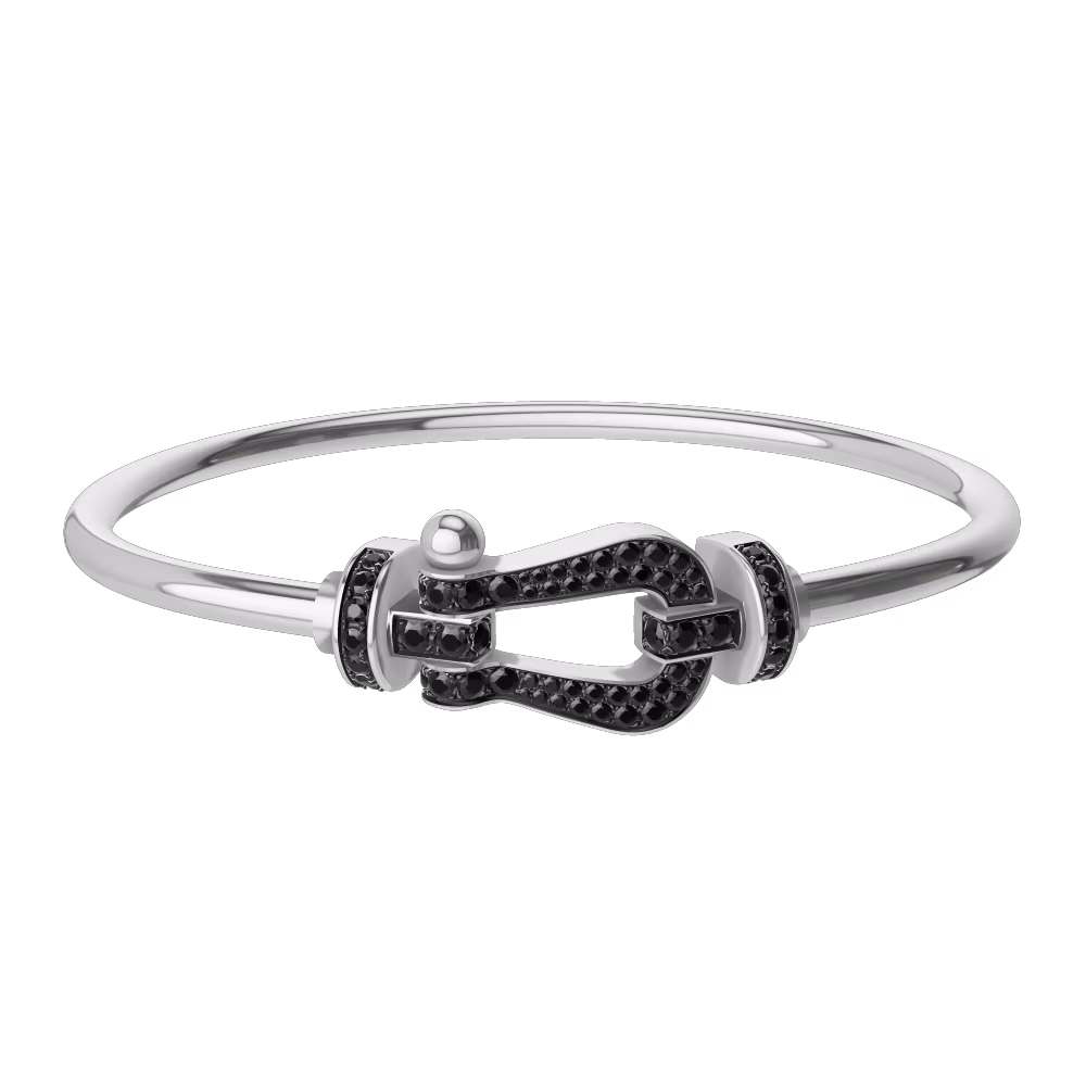 FORCE 10 BRACELET 18K WHITE GOLD AND BLACK DIAMONDS LARGE MODEL