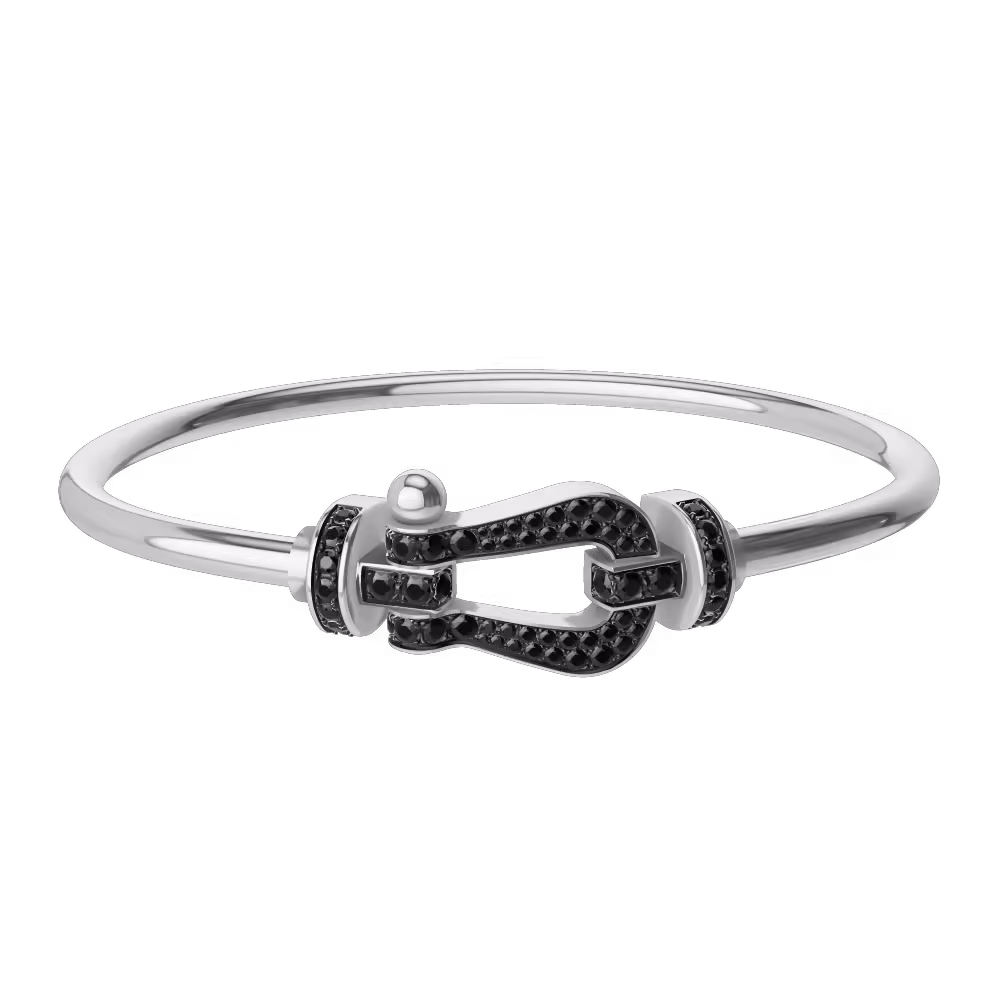 FORCE 10 BRACELET 18K WHITE GOLD AND BLACK DIAMONDS LARGE MODEL