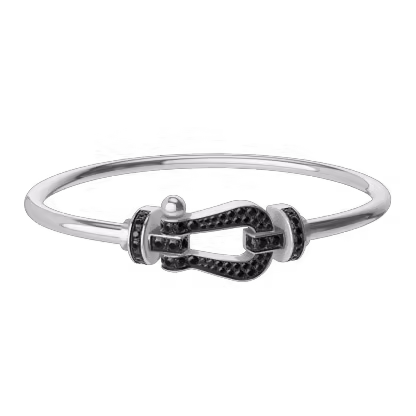 FORCE 10 BRACELET 18K WHITE GOLD AND BLACK DIAMONDS LARGE MODEL