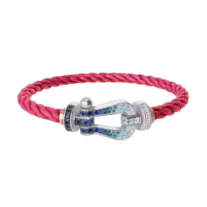 FORCE 10 BRACELET LARGE MODEL 18K WHITE GOLD DIAMOND PAVED AND COLORED STONES