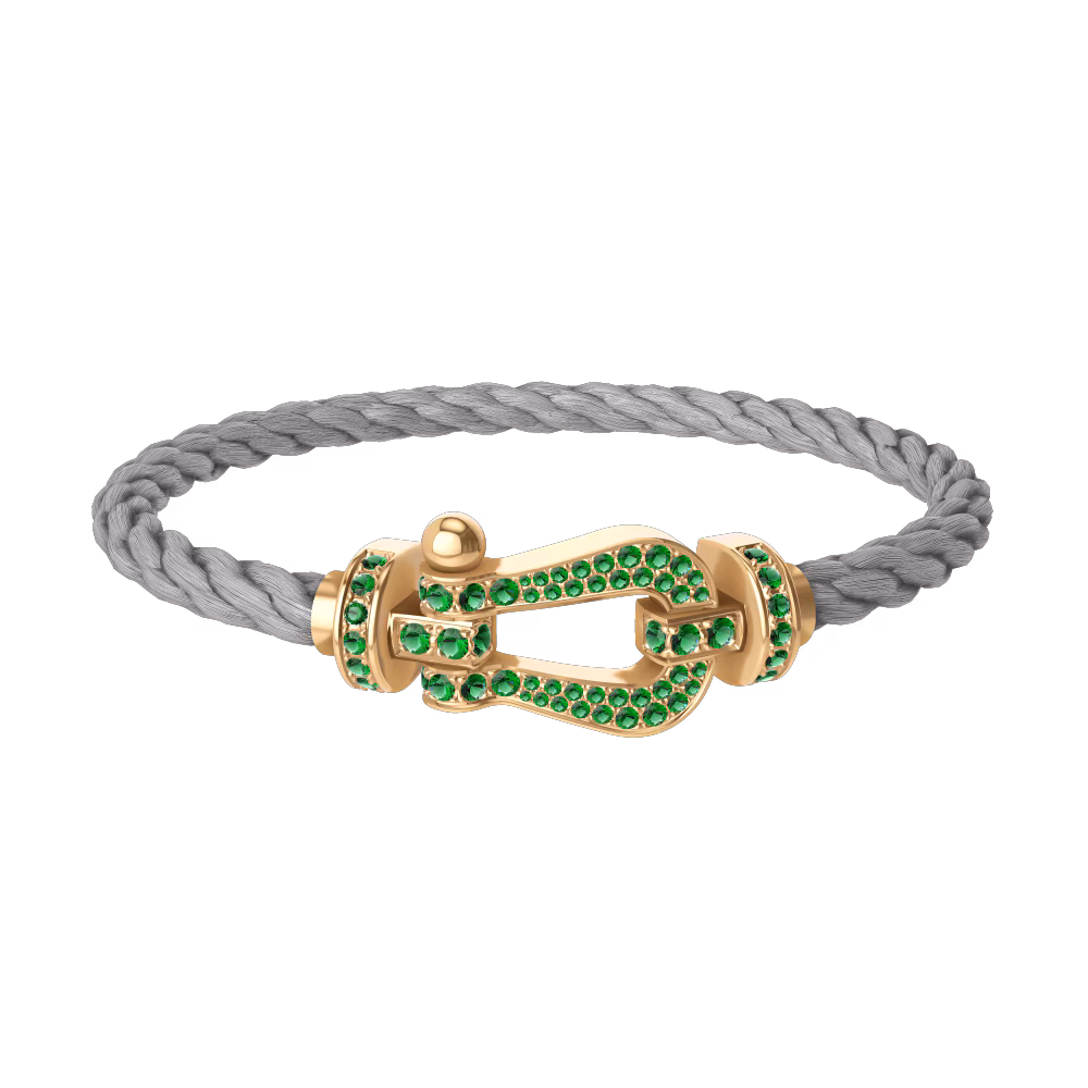 FORCE 10 BRACELET 18K YELLOW GOLD AND EMERALDS LARGE MODEL