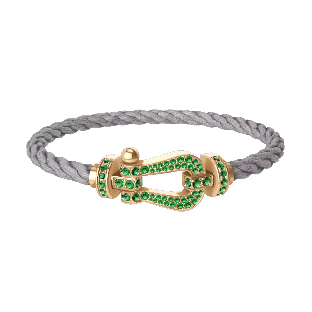 FORCE 10 BRACELET 18K YELLOW GOLD AND EMERALDS LARGE MODEL