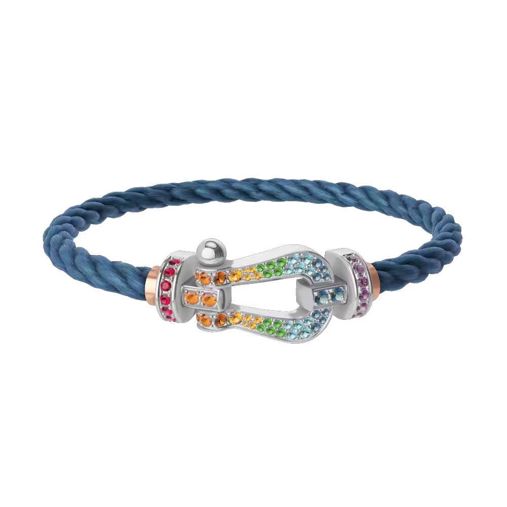 FORCE 10 BRACELET 18K WHITE GOLD AND COLORED STONES LARGE MODEL