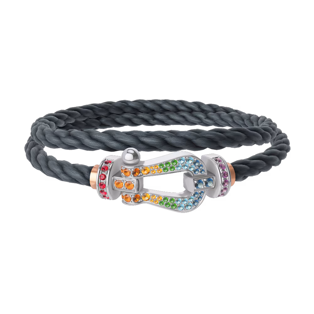 FORCE 10 BRACELET 18K WHITE GOLD AND COLORED STONES LARGE MODEL