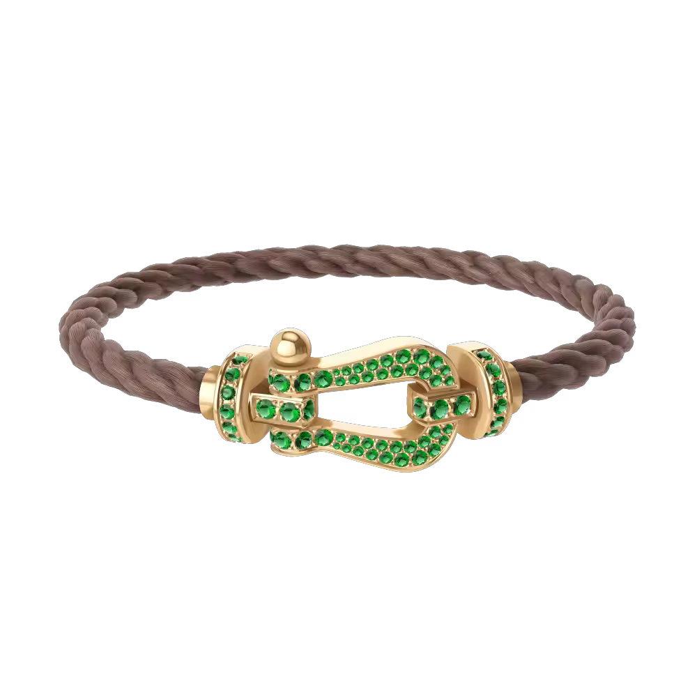 FORCE 10 BRACELET 18K YELLOW GOLD AND EMERALDS LARGE MODEL