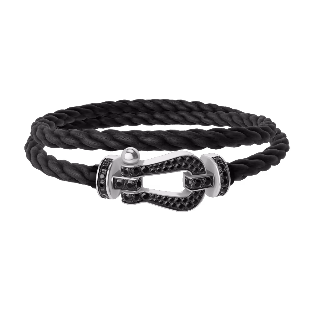 Force 10 bracelet 18k white gold and black diamonds large model