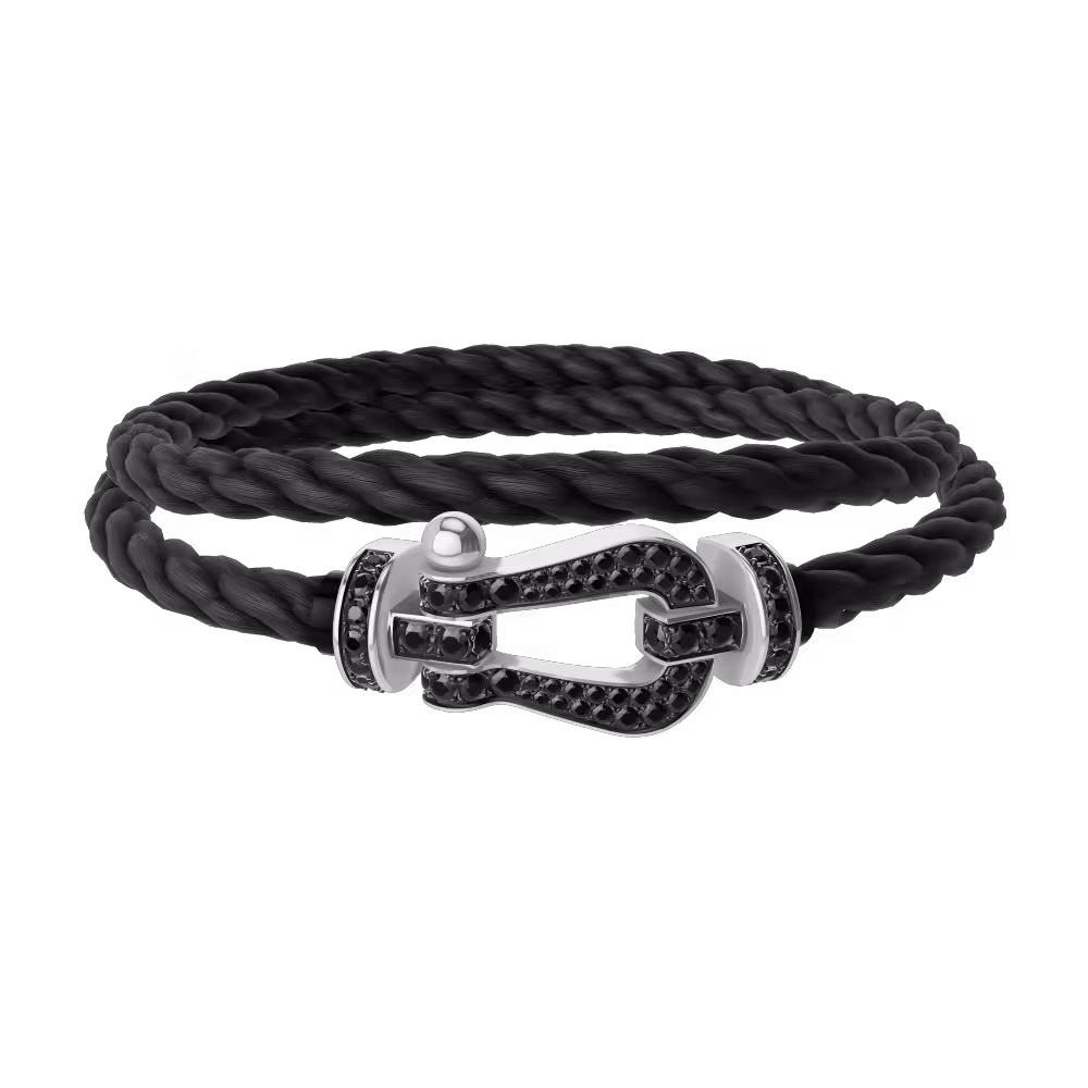 Force 10 bracelet 18k white gold and black diamonds large model