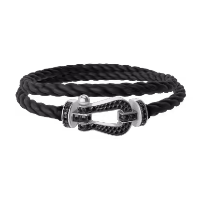 Force 10 bracelet 18k white gold and black diamonds large model
