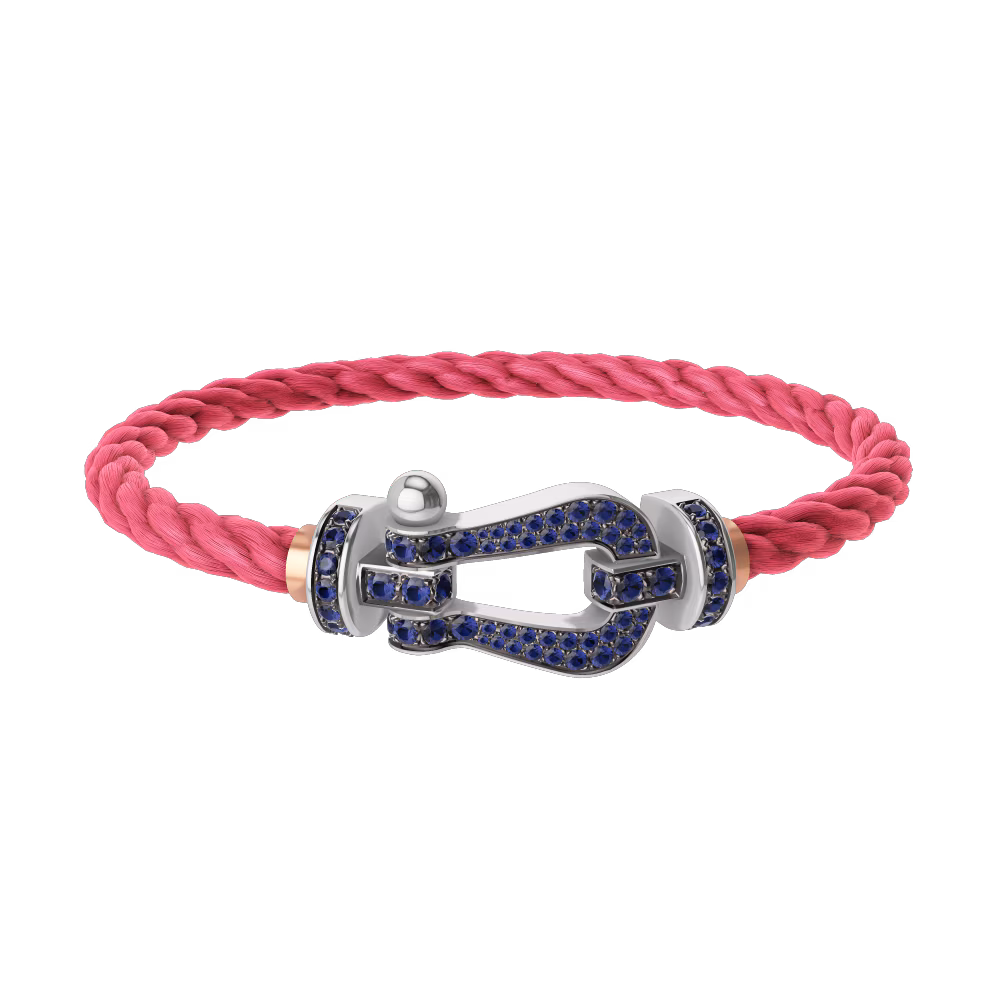 FORCE 10 BRACELET 18K WHITE GOLD AND BLUE SAPPHIRES LARGE MODEL