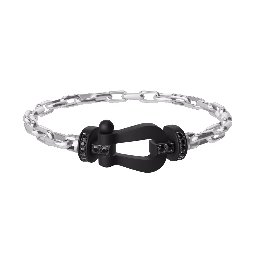 FORCE 10 BRACELET BLACK TITANIUM AND BLACK DIAMONDS LARGE MODEL