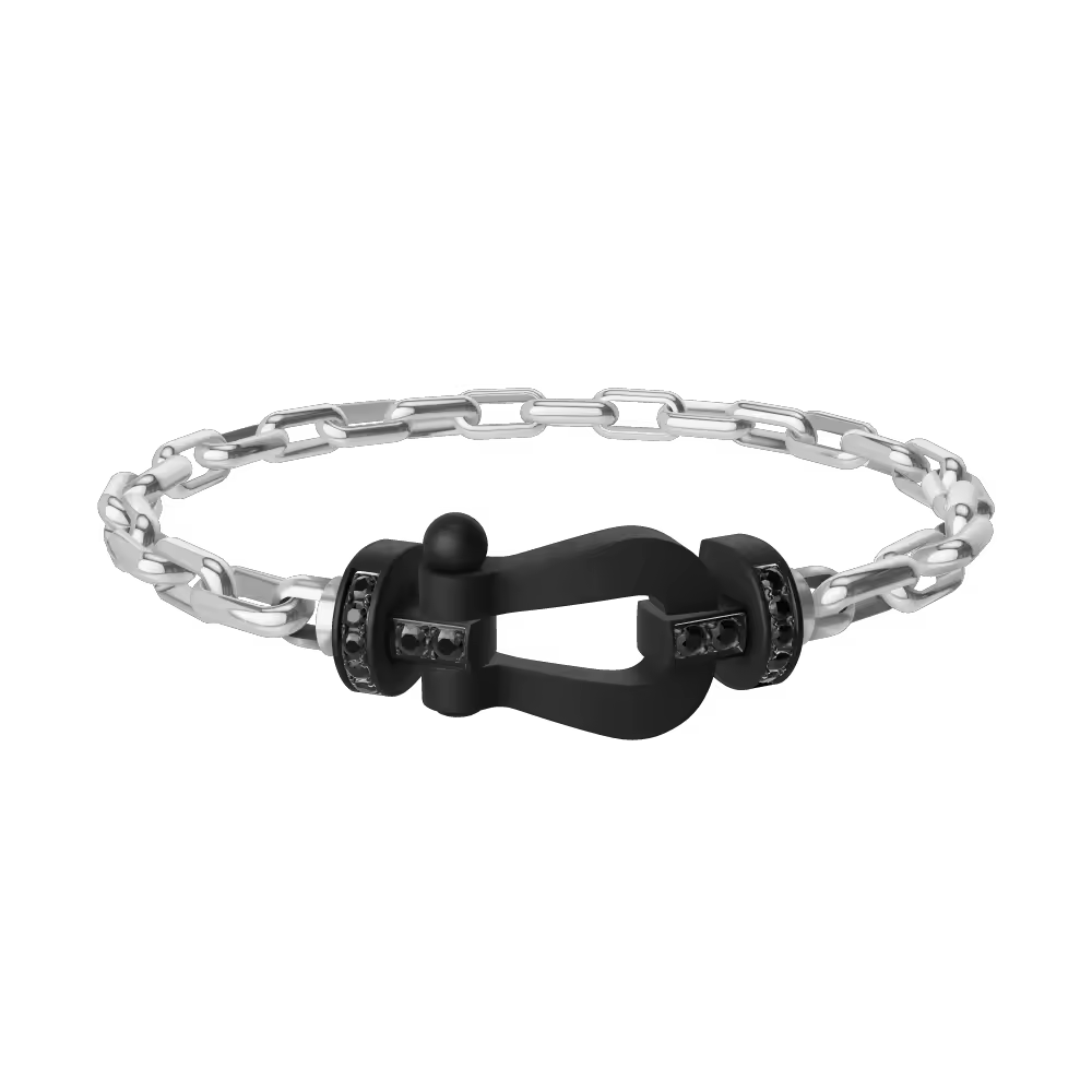 FORCE 10 BRACELET BLACK TITANIUM AND BLACK DIAMONDS LARGE MODEL